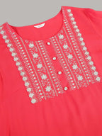 Sztori Floral Embroidered Yoke Design Sequined Straight Kurta