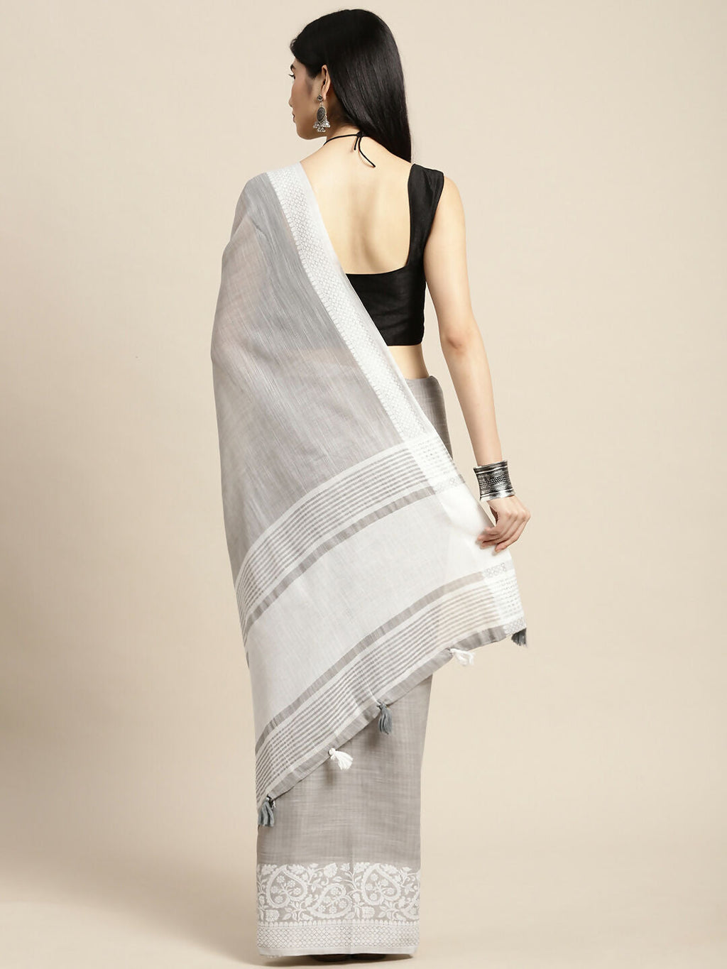 Shree Shyam Fashion Linen Grey Saree - Distacart