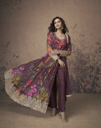 Vastranavya Georgette Digital Print With Sequence Embroidery Stitch Work Side Slit Abaya Style Suit