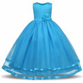 Asmaani Baby Girl's Sky Blue Satin A-Line Maxi Full Length Dress (AS-DRESS-22060)