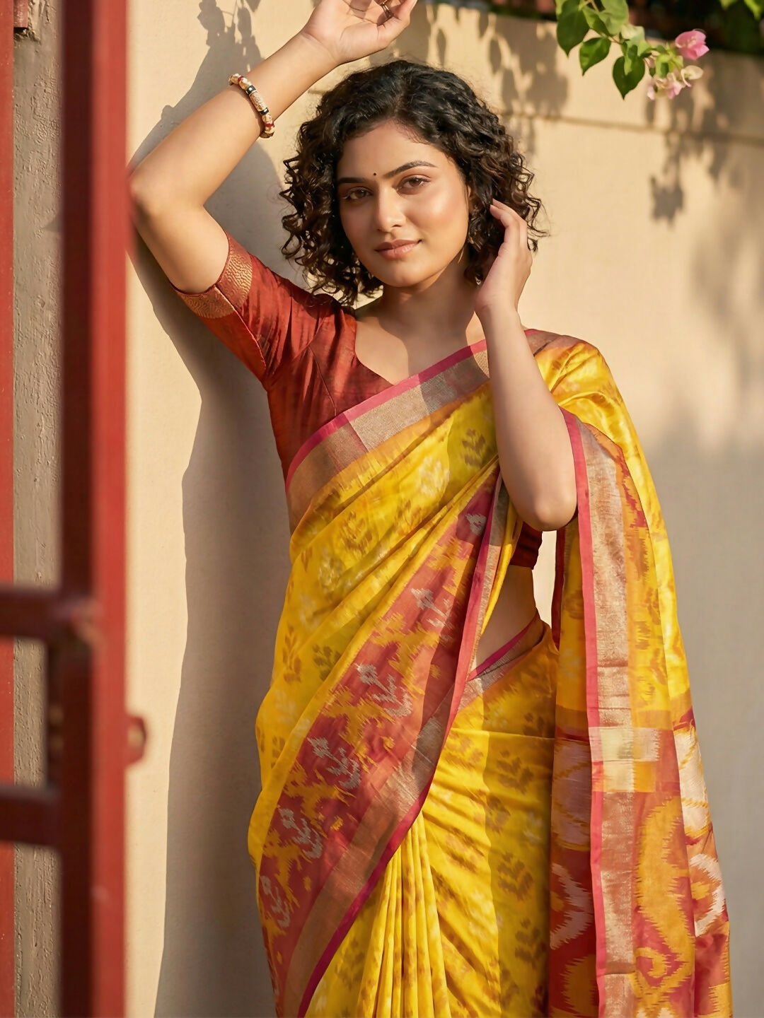 Shree Shyam Fashion Yellow Pochampally Silk Saree - Distacart
