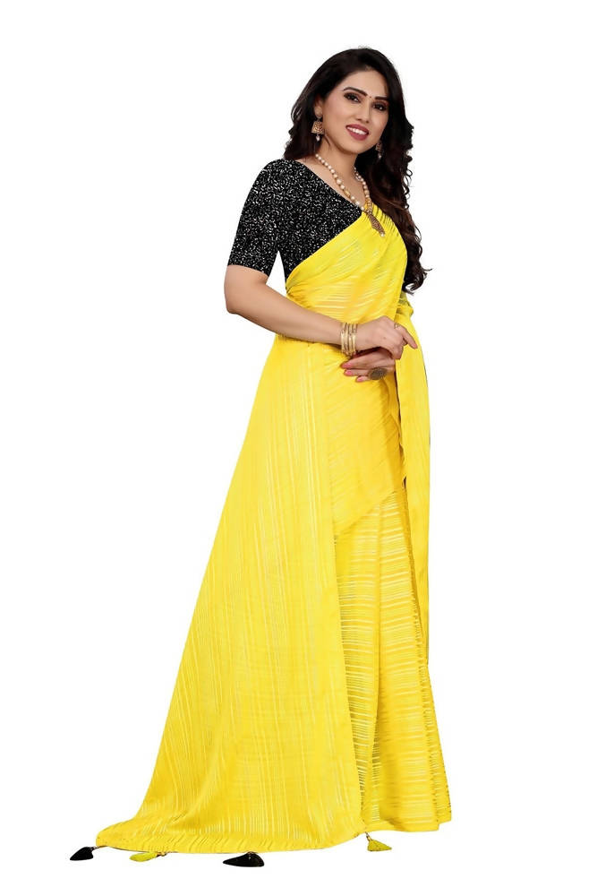 Vamika Yellow Georgette Seqence Saree (Riva Yellow)