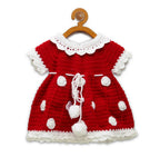 ChutPut Hand knitted Crochet Cute Mickey Wool Dress For Baby Girls - Red