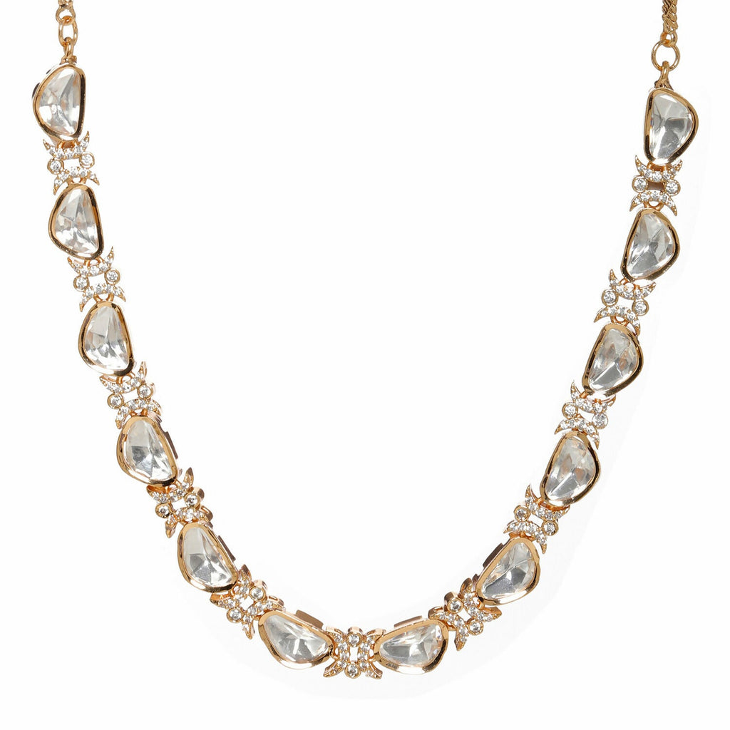 Kundan and Daimond Neckpiece (Gold) - Ruby Raang