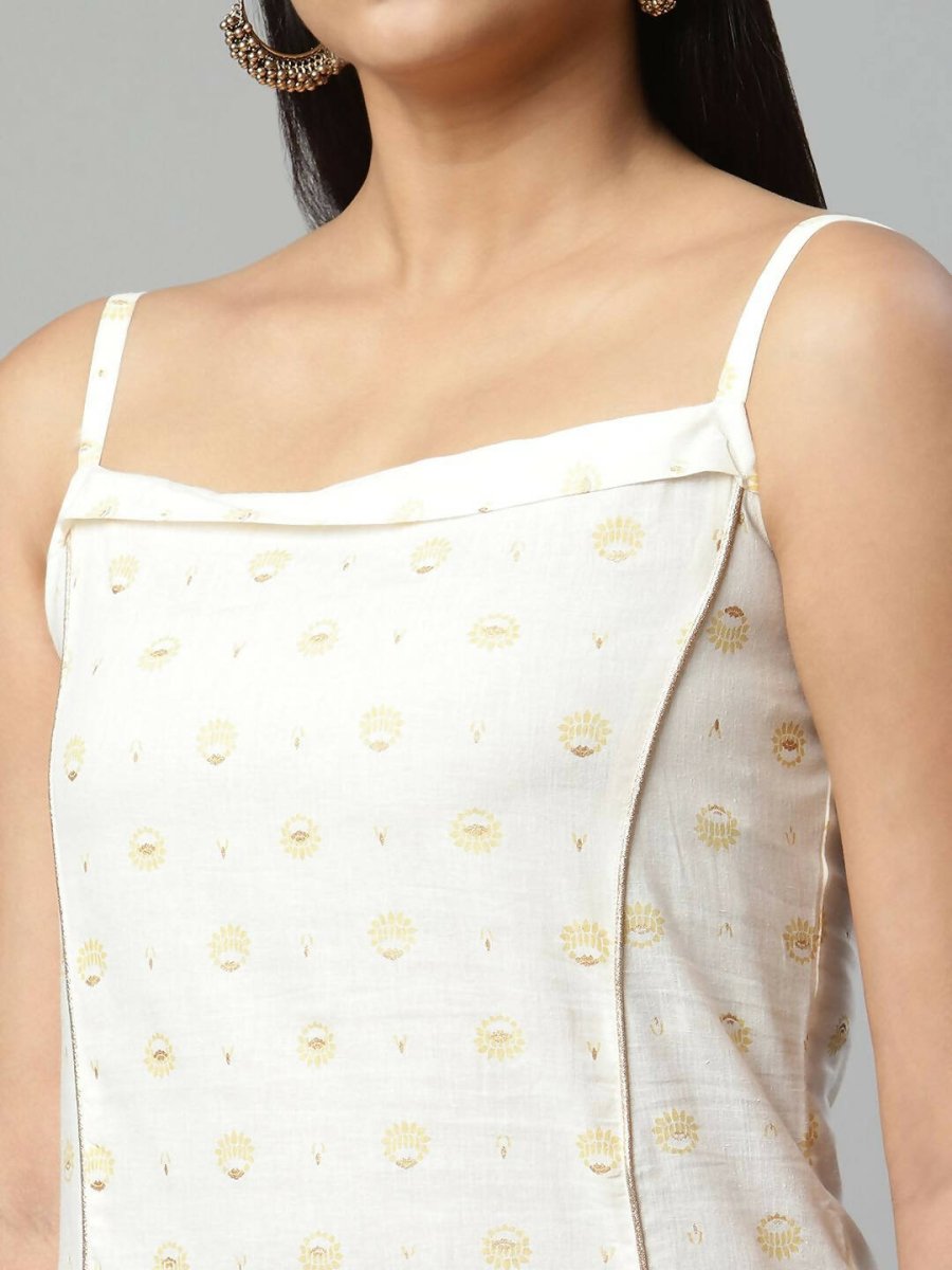 Ahalyaa Womens Off White Pure Cotton Printed Kurtas - Distacart