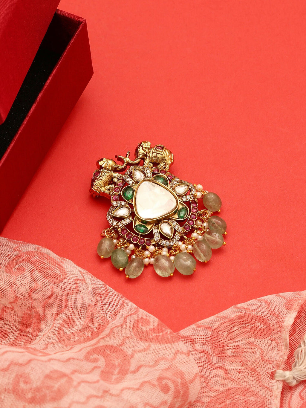 Ruby Raang Mint Emerald Brooch