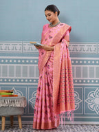Shree Shyam Fashion Light Pink Silk Saree - Distacart