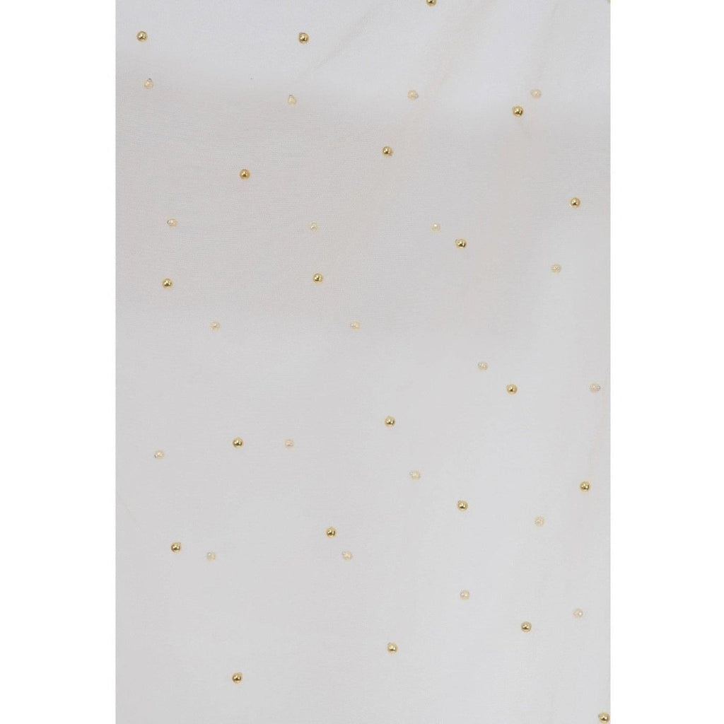 A R Silk Women's Moti Work Net Off White Dupattas and Chunnis