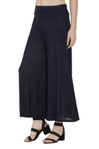 Asmaani Navy Blue Color Lycra Fabric Flared Palazzo