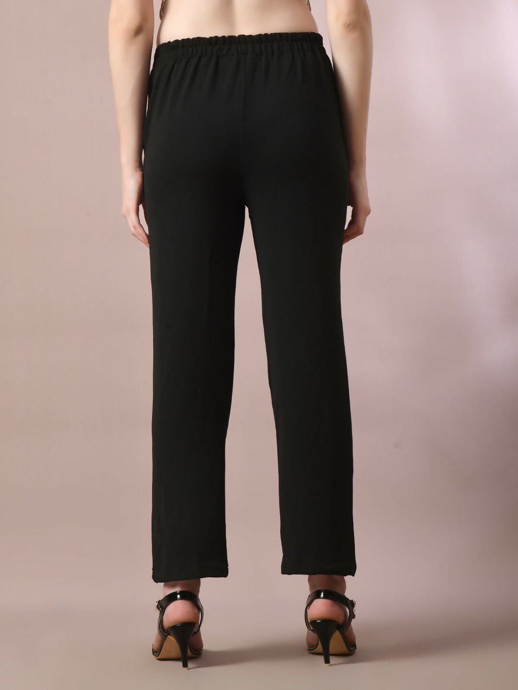 Myshka Women'sBlack Solid Party Straight Trousers