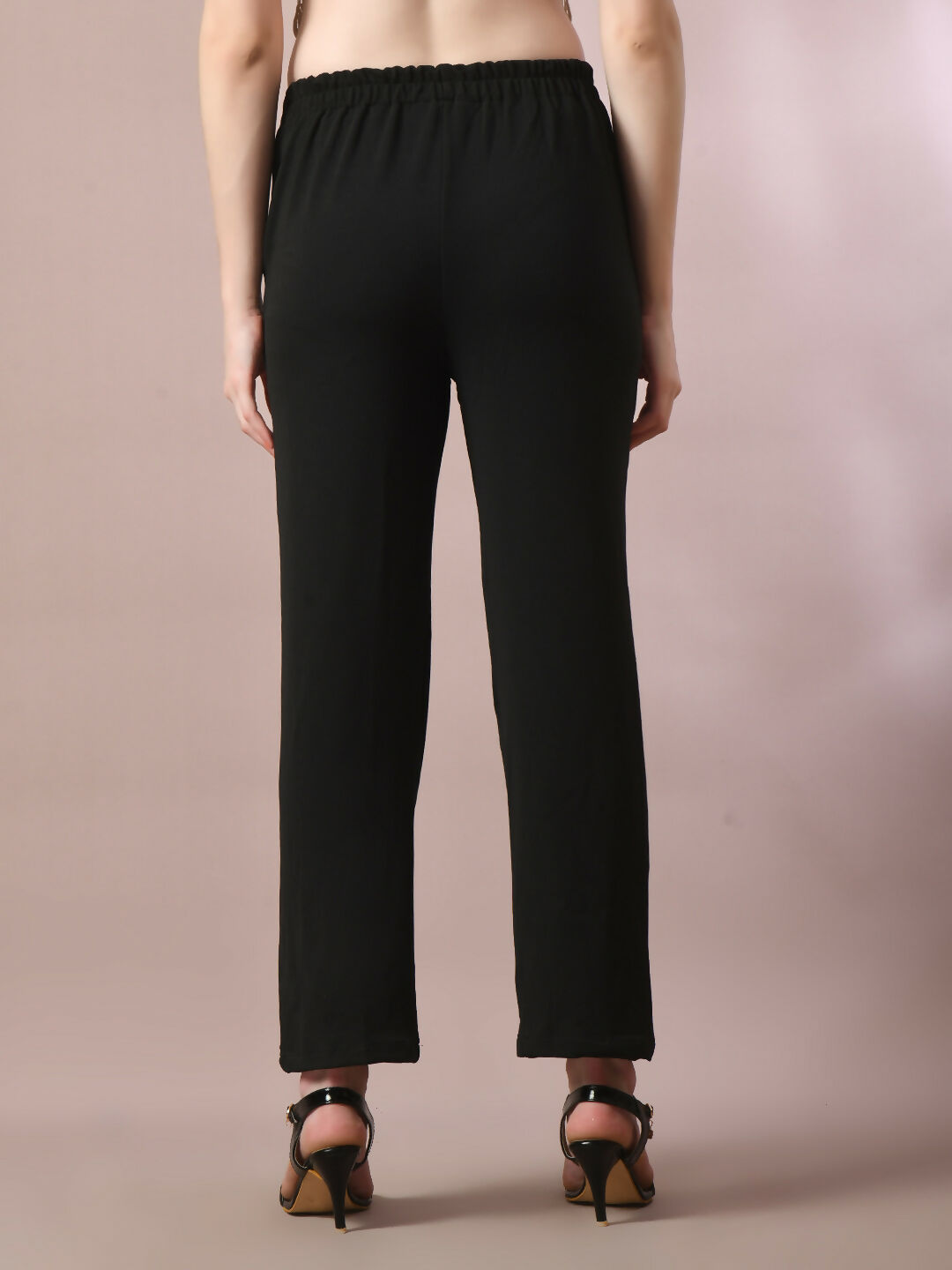 Myshka Women'sBlack Solid Party Straight Trousers