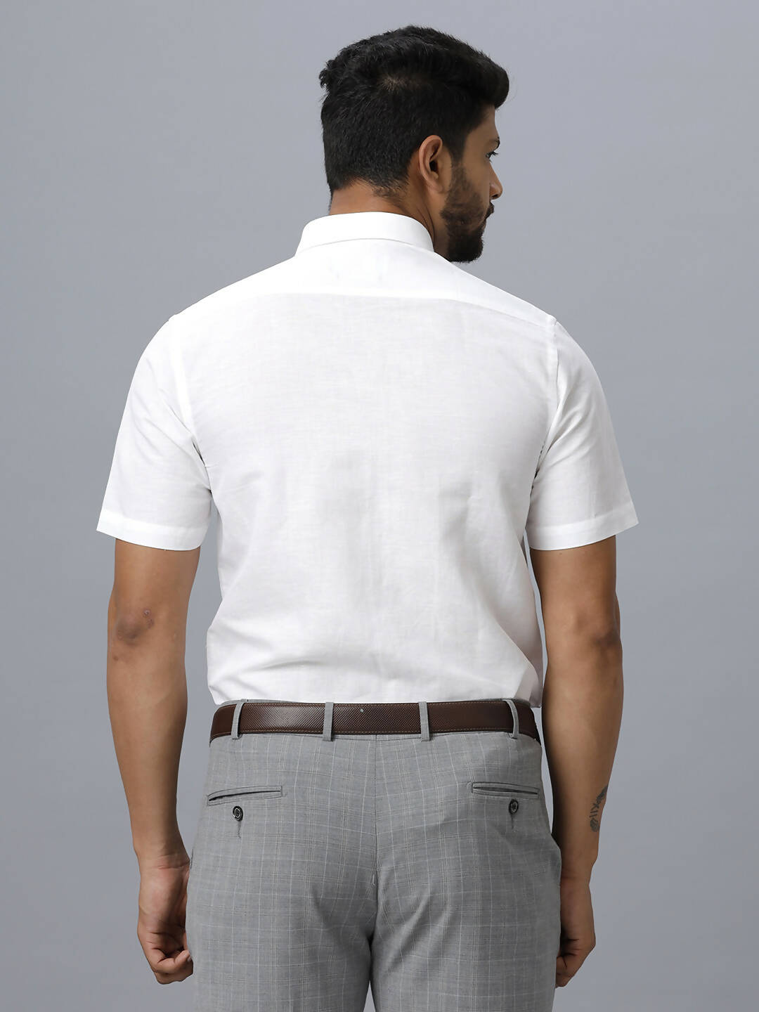 Ramraj Cotton Mens Half Sleeve White Shirt Plus Size - Justice White