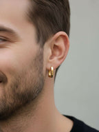 NVR Men's Gold Plated Geomatric Shaped Hoop Earrings - Distacart