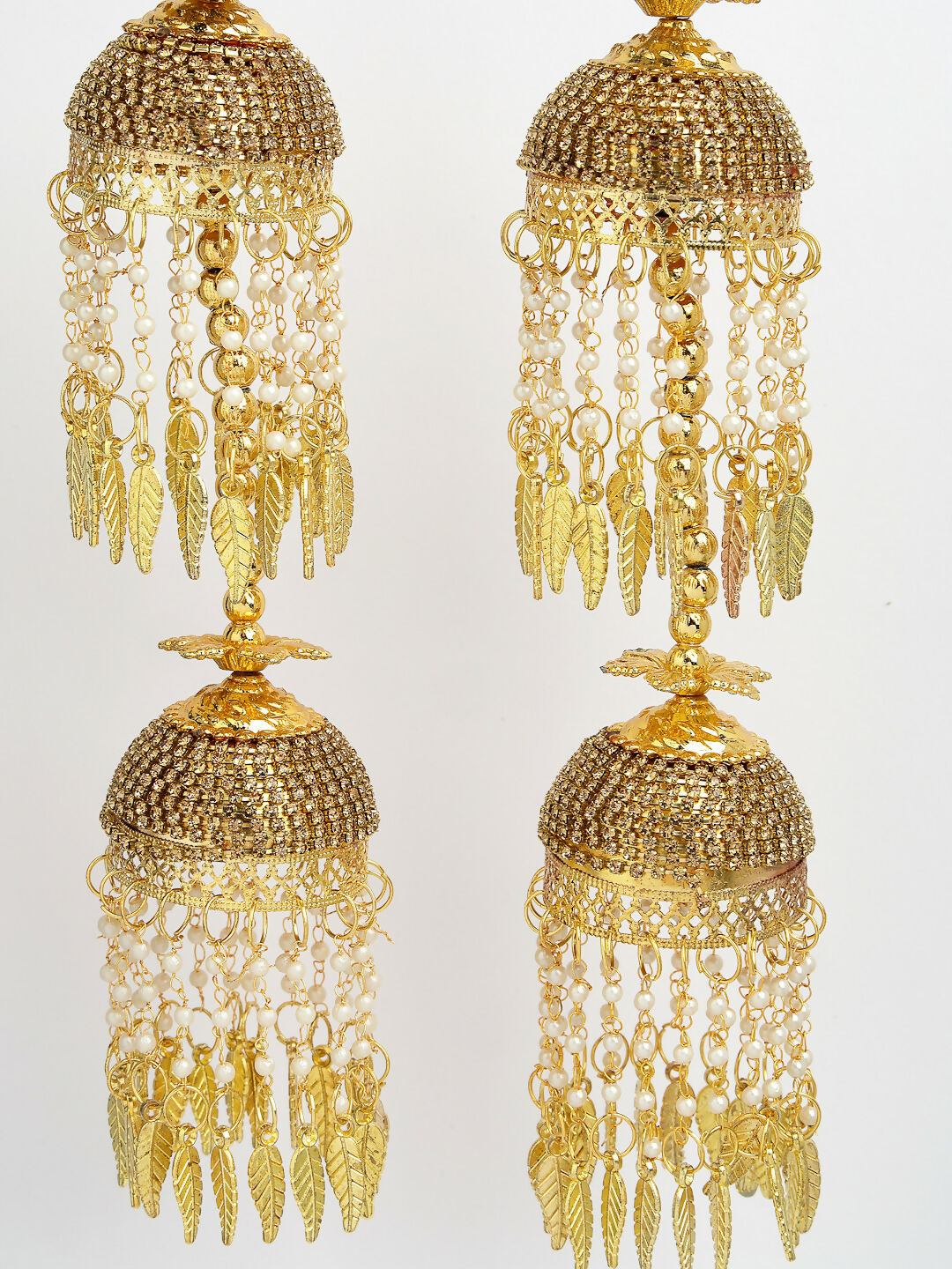 NVR Women's Pack Of 2 Gold-Polished Stone Studded Bridal Layered Kaleera Sets - Distacart