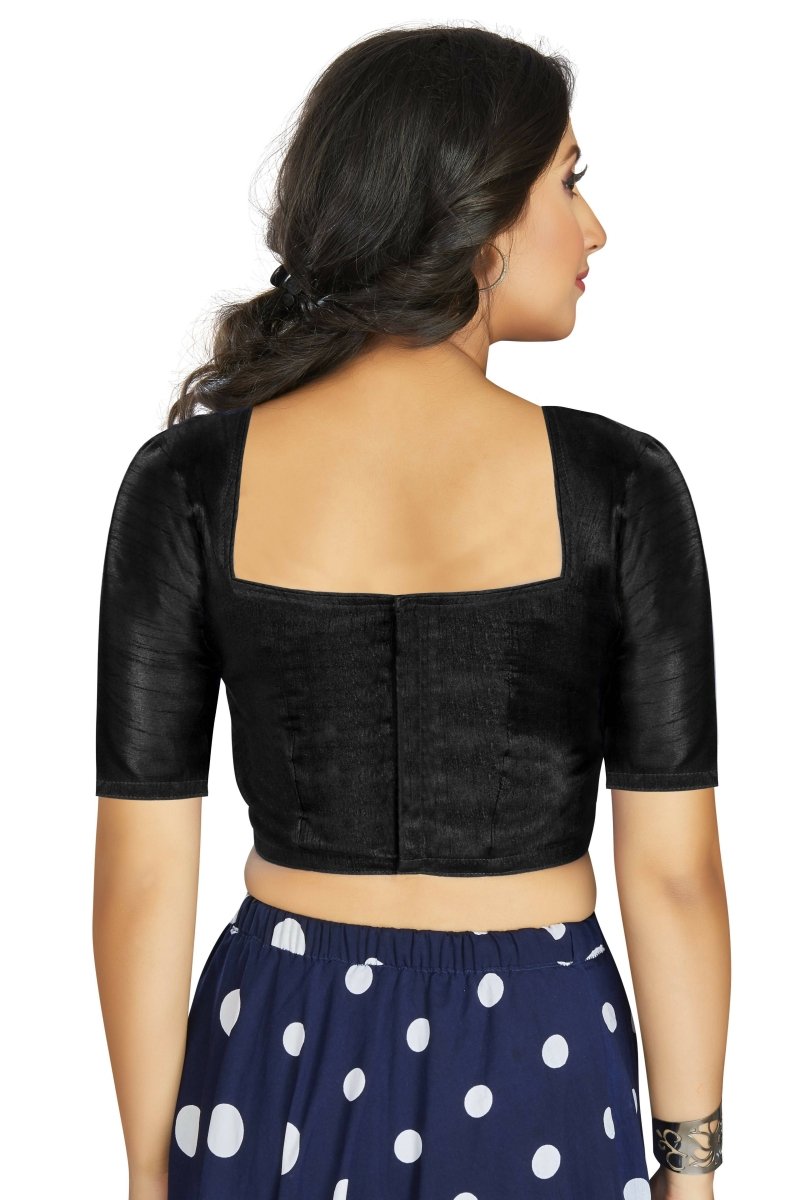 Aastha Fashion Women's Black Art Silk Designer Traditional Readymade Blouse