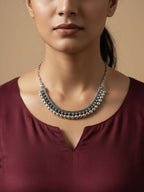 NVR Women Oxidised Silver Plated Necklace