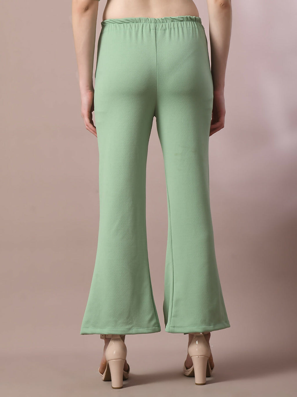 Myshka Women's Sea Green Solid Party Parallel Trousers