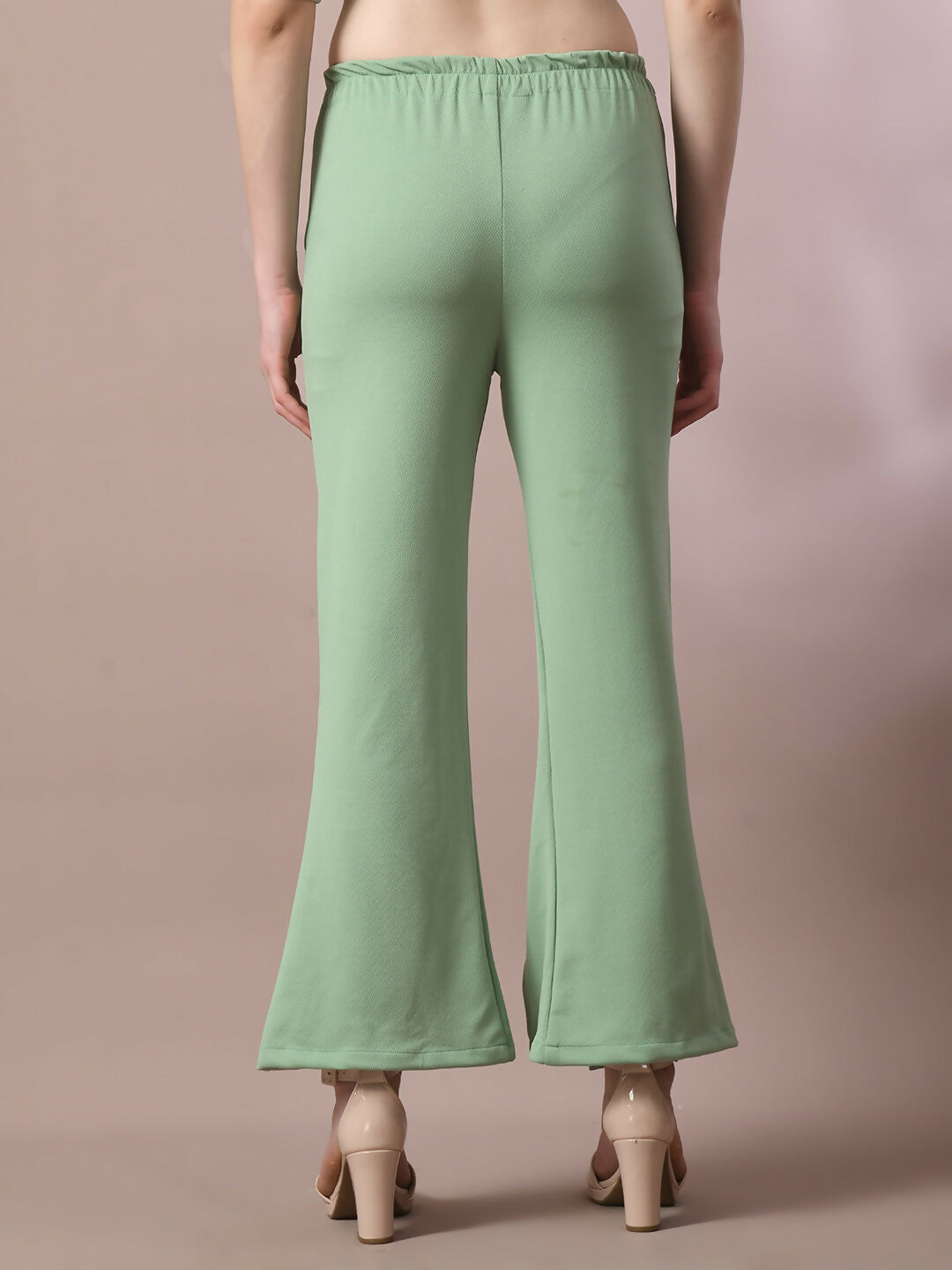 Myshka Women's Sea Green Solid Party Parallel Trousers