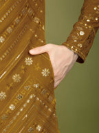 Vastranavya Yellow Exclusive Festival Wear Pure Viscose Rayon Embroidered Sequence Work Kurta