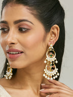 Nuyug 22K Gold-Plated Kundan Studded & Pearl Beaded Layered Chandbalis - Distacart