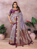 Aastha Fashion Lavender Silk Sarees Weaving Saree - Distacart