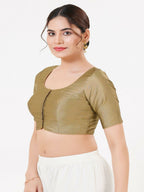 Joban Fashion Copper Taffeta Silk Elbow Sleeveless Front Open Blouse