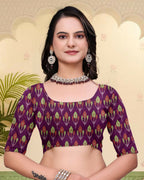 Prime Volt Mal Cotton Purple Ethnic Printed Saree with Designer Blouse Piece - Distacart