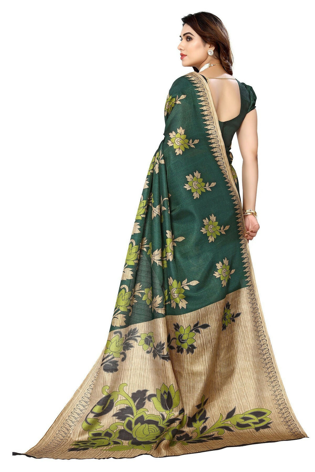 Vamika Green Printed Art Silk Saree