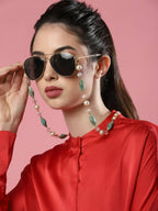 Gold-Toned Green Beaded Mask Chain - Ruby Raang - Distacart