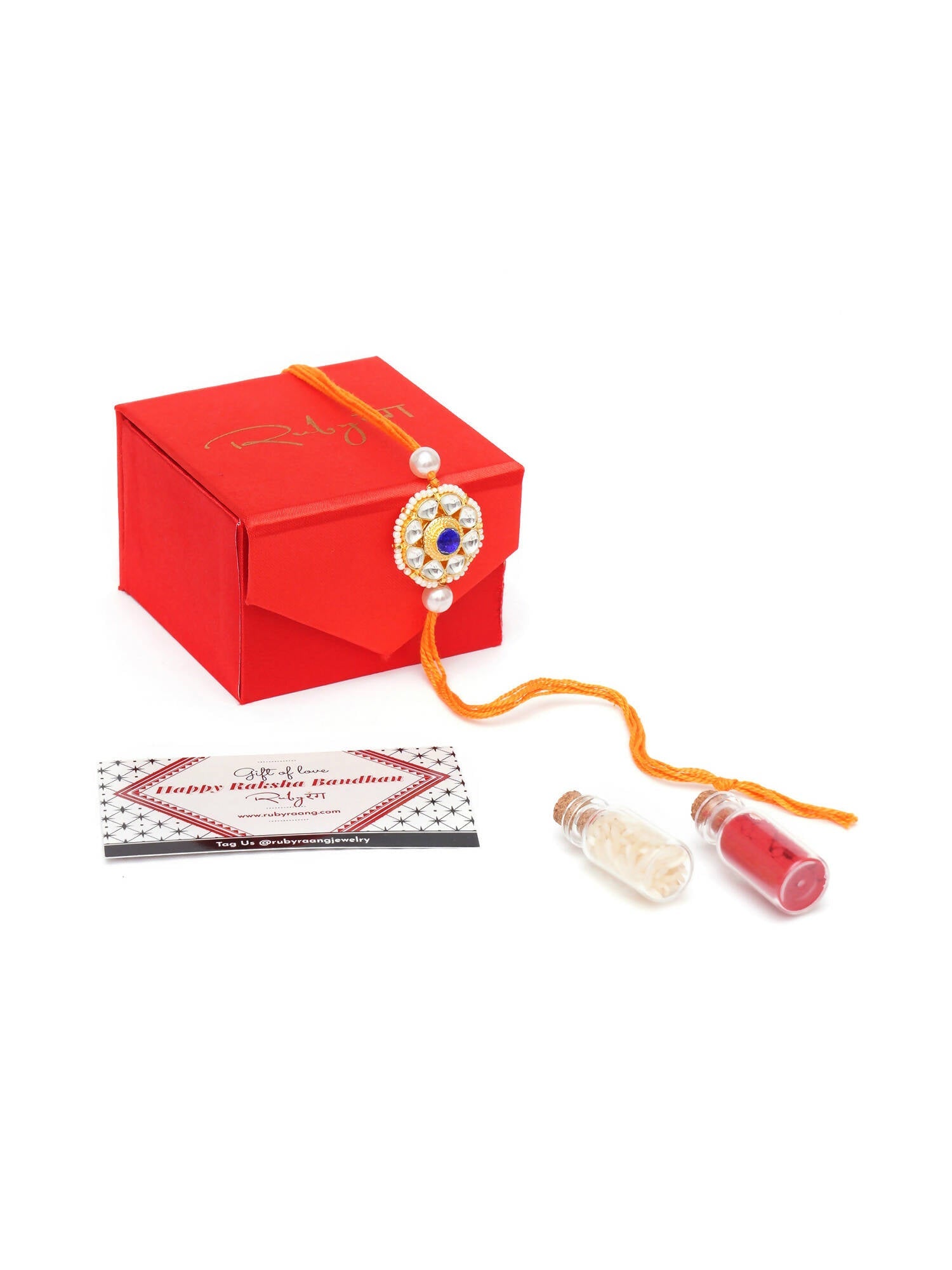 Designer kundan Rakhi - Ruby Raang - Distacart