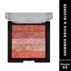 Fashion Colour Shimmer Brick & Blusher 2 in 1 Glow Bronzer Powder-Shade 03 (Medium To Fair)