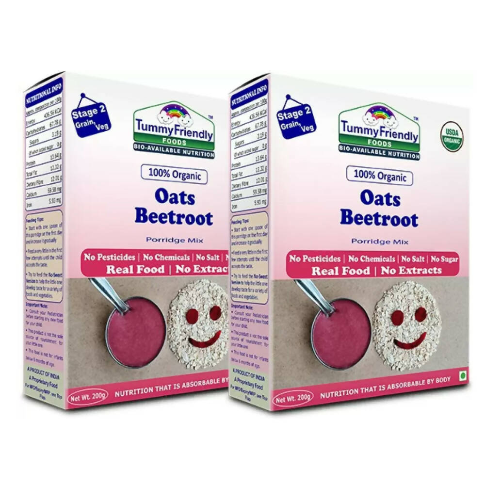 TummyFriendly Foods Certified Organic Oats, Beetroot Porridge Mix for 6 Months Old - Distacart