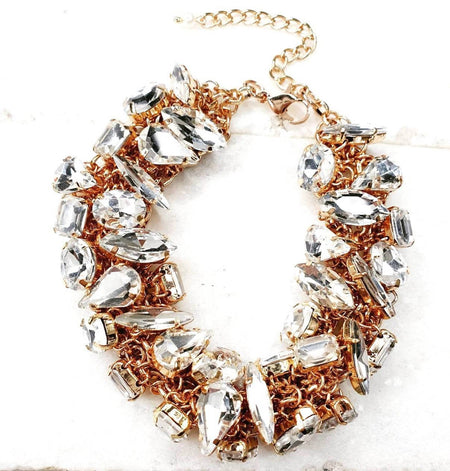 Bling Accessories Rhine Stone Glass Statement Crystal Bracelet