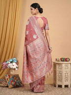 Shree Shyam Fashion Pink Linen Cotton Saree - Distacart