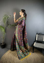 Joban Fashion Wine Banarasi Soft Silk Woven Saree - Distacart