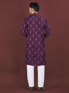 Anaita Purple Embroidered Silk Straight Kurta