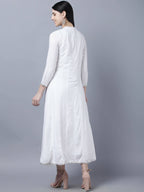 Myshka Women White Anarkali Kurta With Dupatta - Distacart
