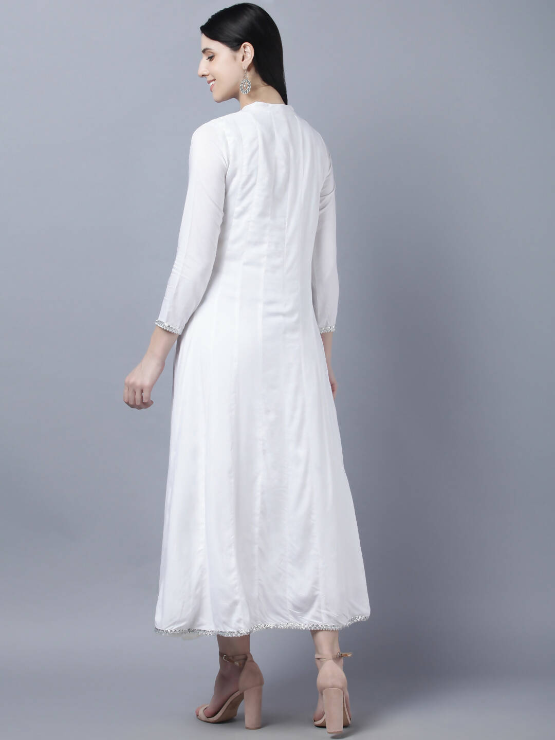 Myshka Women White Anarkali Kurta With Dupatta - Distacart
