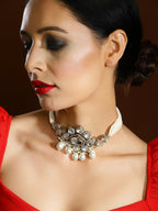 Kundan & Pearl Drop Choker- Ruby Raang