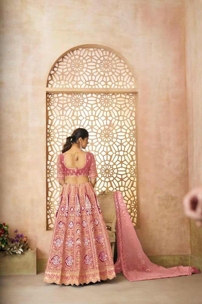Kesar Fab Pink Banarasi Silk Embroidered Lehenga