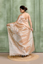 Piyari Fashion Women's Beige Dual Tone Organic Tissue Saree With Blouse Piece - Distacart