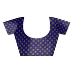 Vamika Navy Kalamkari Print With Jhalar Khadi Silk Blouse