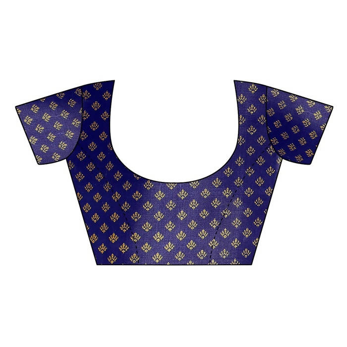 Vamika Navy Kalamkari Print With Jhalar Khadi Silk Blouse
