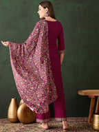 Sangria Embroidered Kurta & Trouser With Dupatta