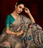Joban Fashion Greensoft Silk Weaving Fabric With Digital Jamdani Print With Jacquard Rich Pallu & Blouse With Spring Tassels - Distacart