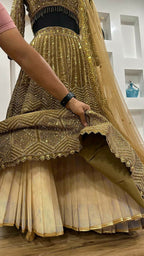 Jyoti Fashion Women's Beige Kasturi Silk Georgette Sequins with Dori Embroidered Designer Lehenga Choli Set