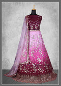 Purple Net Floral Sequins And Cord Embroidery, Cut Work Semi-Stitched Lehenga Choli - Nimaya Kangan