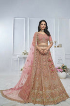 Kesar Fab Onion Net Embroidered Lehenga