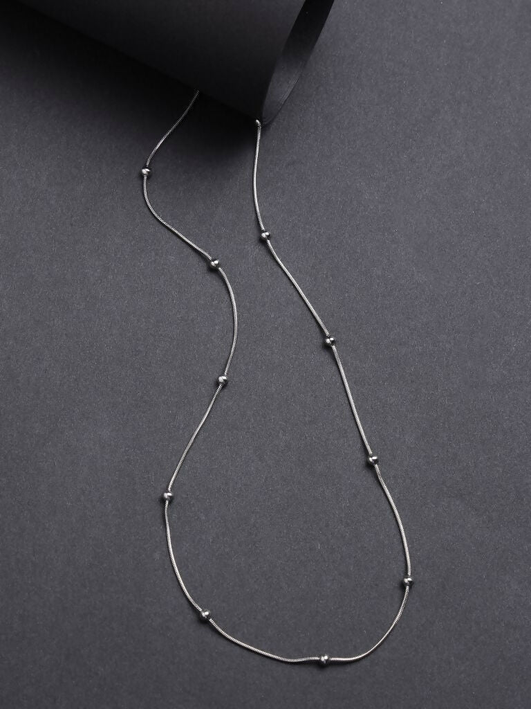NVR Women's Silver-Toned Artificial Beads German Silver Oxidised Chain
