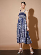 Myshka Women Blue Geometric Dresses - Distacart